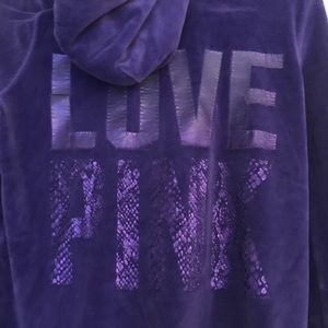 VS pink velour zip up